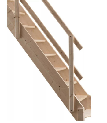 DOLLE Normandie 14 Tread Untreated Spruce Straight Staircase with Closer Risers - includes handrails - Code DOLLE-5081001