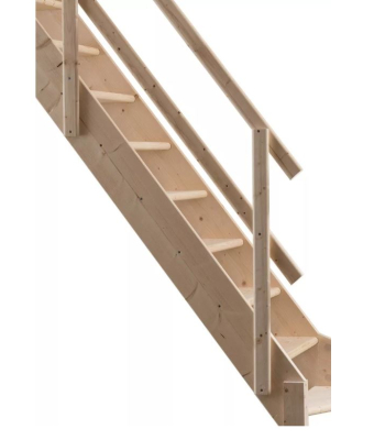 DOLLE Normandie 14 Tread Untreated Open Riser Spruce Staircase - includes handrail - Code DOLLE-5059300