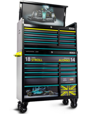 Aston Martin Aramco Formula One Team x JCB Roller Cabinet and Top Tool Chest Stack - Code JCBAMF1STACK