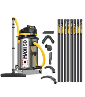 V-TUF MAXi - 50L H-Class 110v 1750w Industrial Dust Extraction  Vacuum Cleaner - 16Ft High Level Cleaning Kit & Pipe Cleaning Tools -  Code MAXIH11050LKIT1