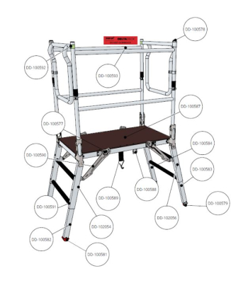 DD-102054 and DD-102056 Outer Leg Assembly: Type A (Footpad side) and Type B (Castor side) - Delta Deck Work Platform Spare Parts