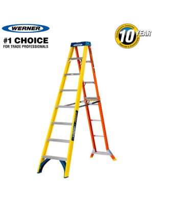 Werner AdjustaStep Fibreglass Stepladder 8 Tread - 75075