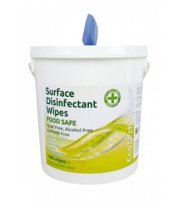 EcoTech Surface Disinfectant Wipes - Food Safe - Bucket 500 (EBSD500QF)