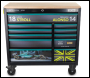 Aston Martin Aramco Formula One® Team x JCB 42” Steel 11 Drawer Roller Cabinet with Hardwood Worktop - Code JCBAMF1RCBB