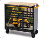 JCB 42’’ Roller Tool Cabinet, 11 Drawers, Steel with Hardwood Worktop and Backhoe Loader Wrap - JCBBHLRCBB